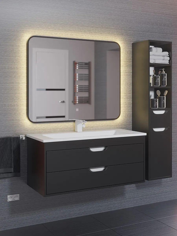 Зеркало Uperwood Modul 100 3049345677 с подсветкой цвет Черный с сенсорным выключателем и подогревом