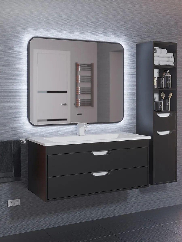 Зеркало Uperwood Modul 65 3049345671 с подсветкой цвет Черный с сенсорным выключателем и подогревом