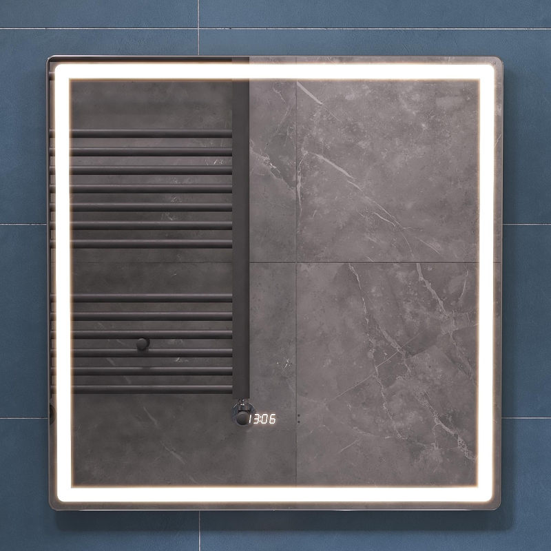 Зеркало Vigo Geometry Luxe 70 209 с подсветкой с бесконтактным выключателем с диммером с подогревом и часами