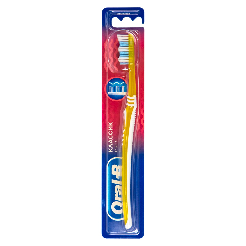 Зубная щётка Oral-B Классик 1-2-3 средняя щетина 1 шт в ассортименте